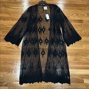 Chaser Black widow Sheer Lace Kimono duster women’s medium / large new w tag